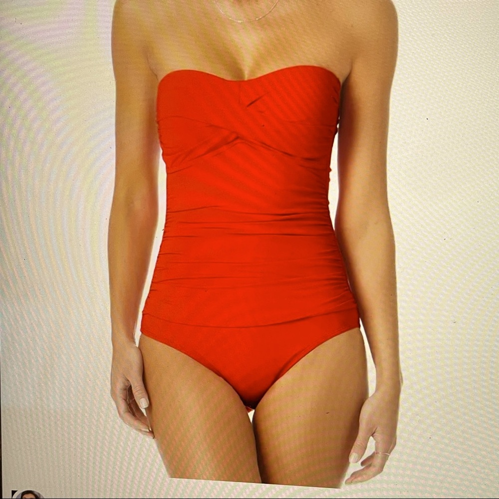 Anne Cole Twist Front Ruched OnePiece Swimsuit. NWT Size 14